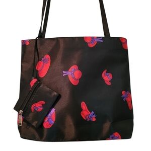 Red Hat Society Nylon Shoulder Bag Purse Small Tote Matching Coin Purse Set